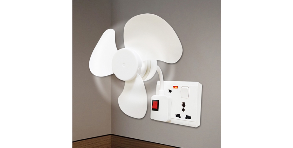 三插头一体插座小风扇